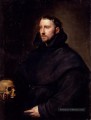 Portrait d’un moine de l’ordre bénédictin tenant un crâne baroque peintre de cour Anthony van Dyck